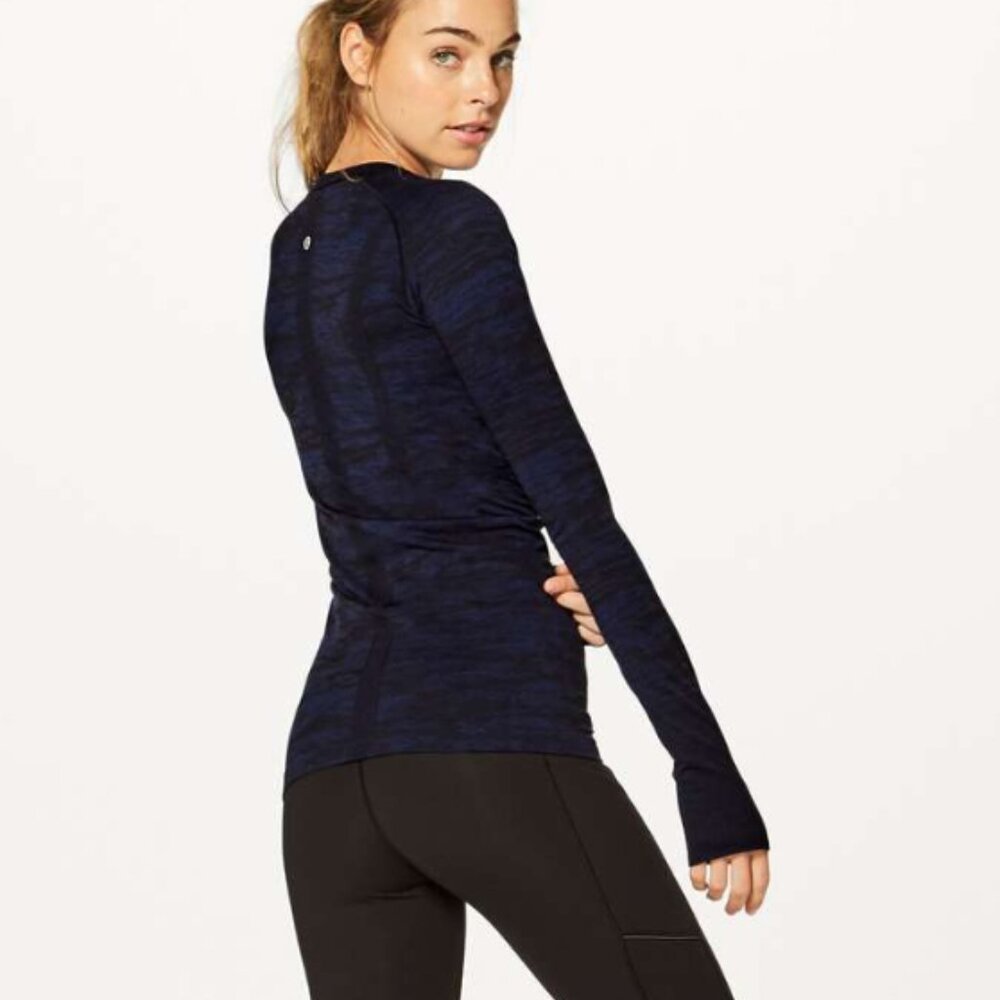 Lululemon Swiftly Tech Long Sleeve Crew Midnight Navy Psychic Black 6 - Picture 2 of 14